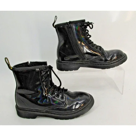 Dr. Martens 1460J Women's Zip Shiny Patent Leather Lace Up Boots Black 5L 36 EU - Picture 2 of 8